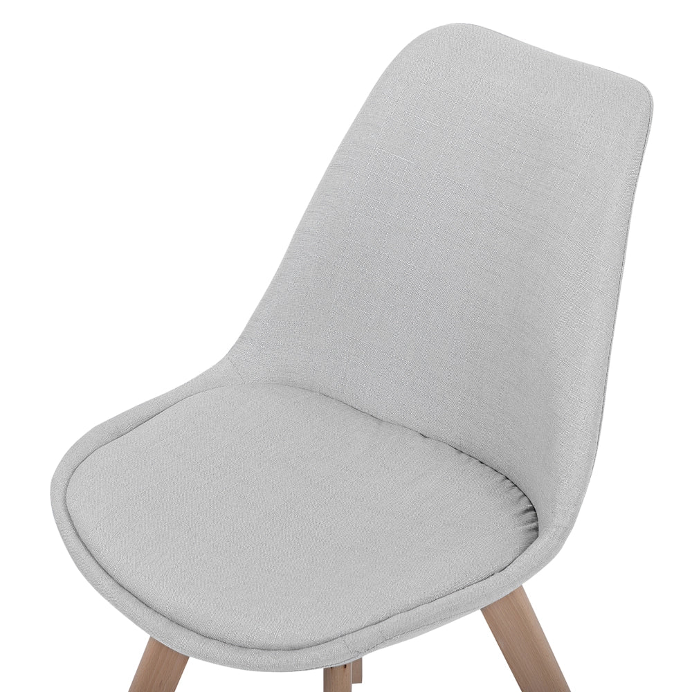 Set di 2 sedie da pranzo con gambe in legno eleganti in ecopelle grigio chiaro