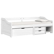 Letto singolo | Letto per adulti | Dormeuse 3 Cassetti Bianca 90x200 cm Legno Massello Pino IRUN