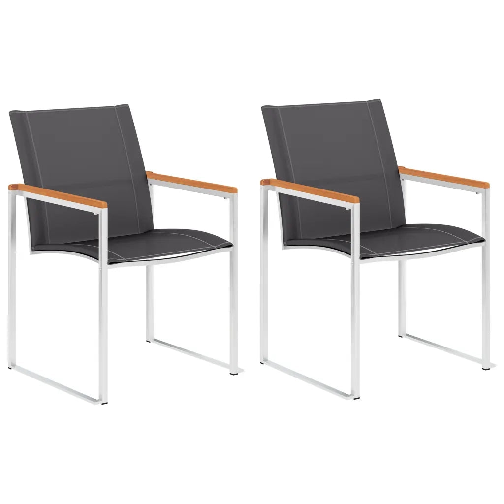 Sedie da Giardino 2 pz in Textilene e Acciaio Inox Grigie cod mxl 54890