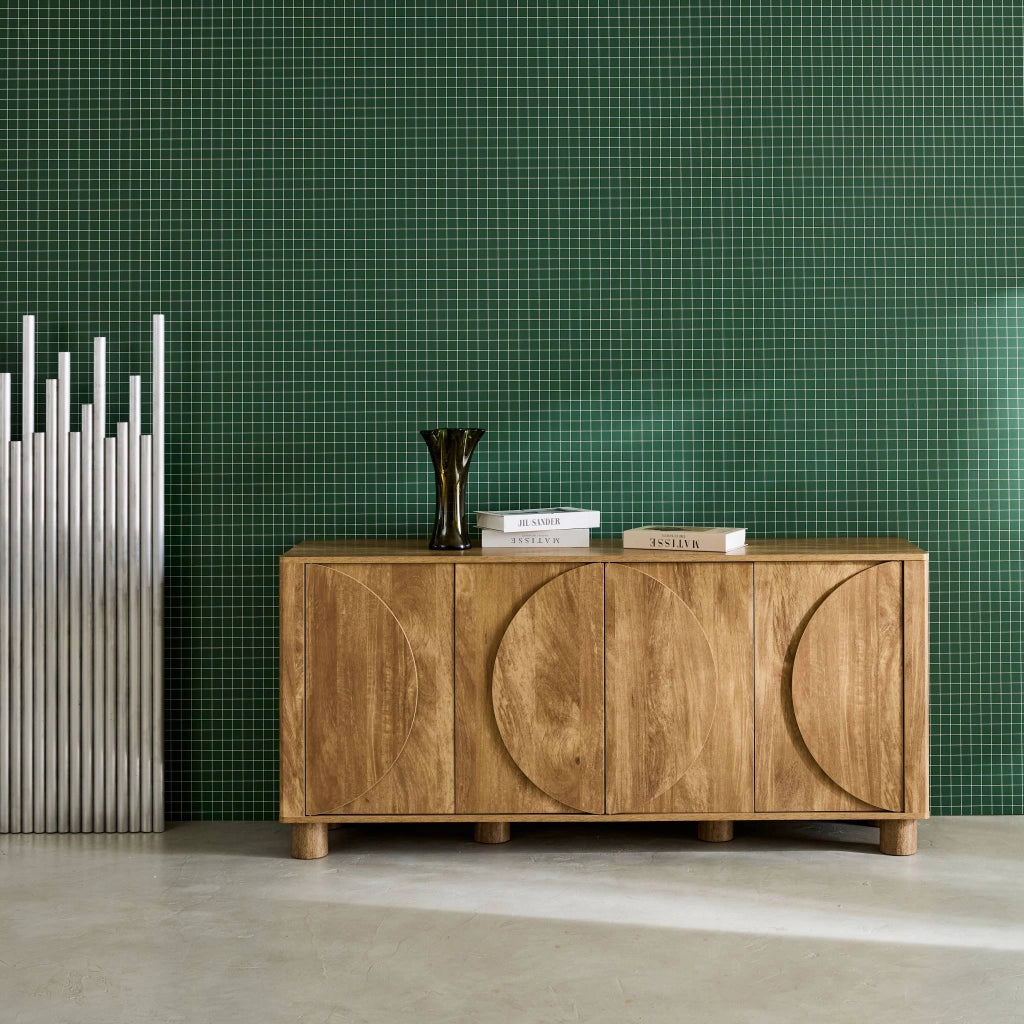 Credenza esotica effetto legno di mango 4 ante, 155cm, effetto legno
