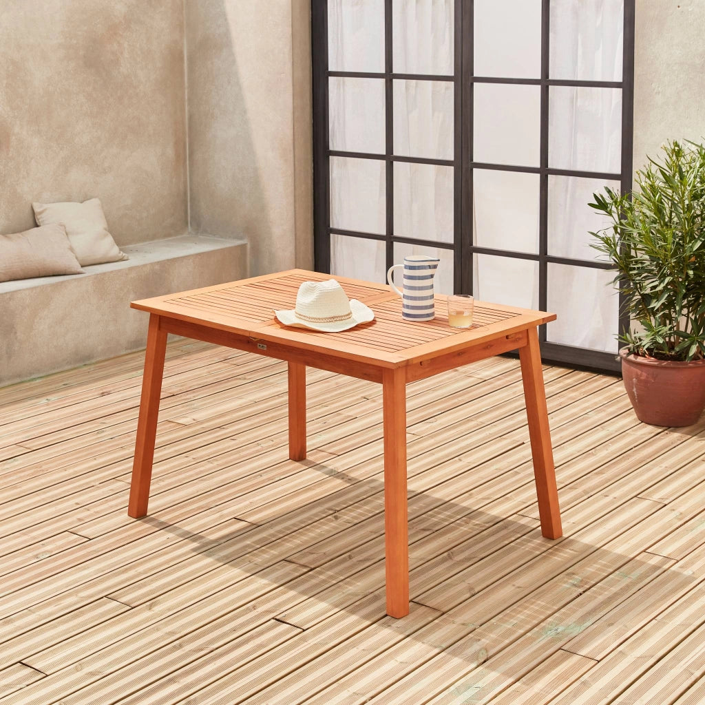 Tavolo da giardino rettangolare allungabile in legno, 6 a 10 posti,