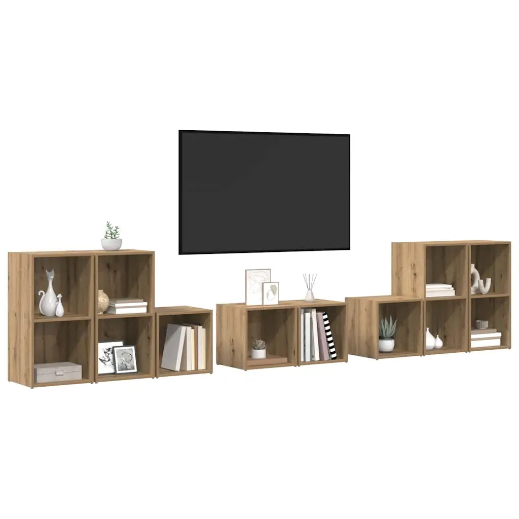 Set di mobili TV 8 pz-Set di 8 Credenza per TV Rovere artigianale Legno multistrato