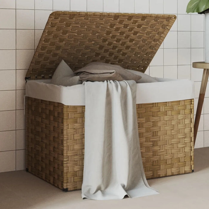 Cesto Portabiancheria con Coperchio 55,5x35x34 cm Polyrattan 372049
