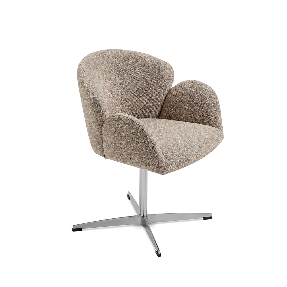 Sedia da pranzo girevole Moby Premium - Xylo - Struttura in acciaio inossidabile, altezza 48 cm, tessuto moka