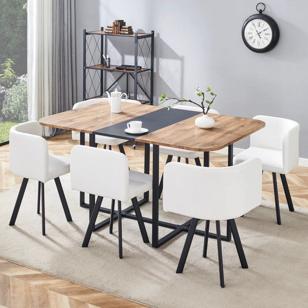 Tavolo da pranzo allungabile con sedie salvaspazio per 4-6 persone in MDF e metallo stile moderno per cucina e soggiorno