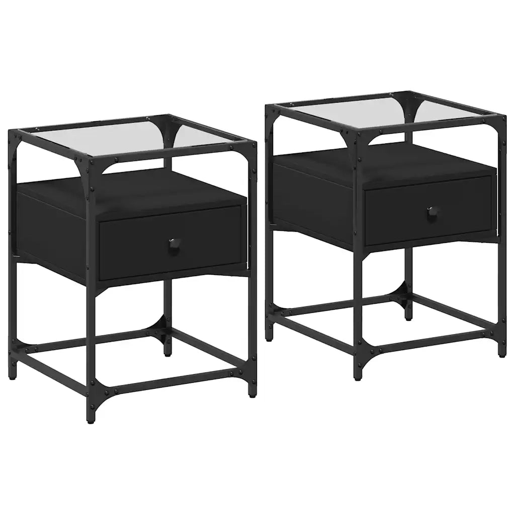 Comodini 2 pz Neri 40x40x55 cm in Legno Multistrato 846075