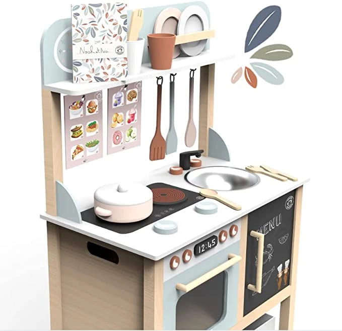 Cucina Legno per Bambini Grande Cucina Giocattolo in Legno per Bambini Altezza 90 cm Cucina Giocattolo per Bambini (Bian
