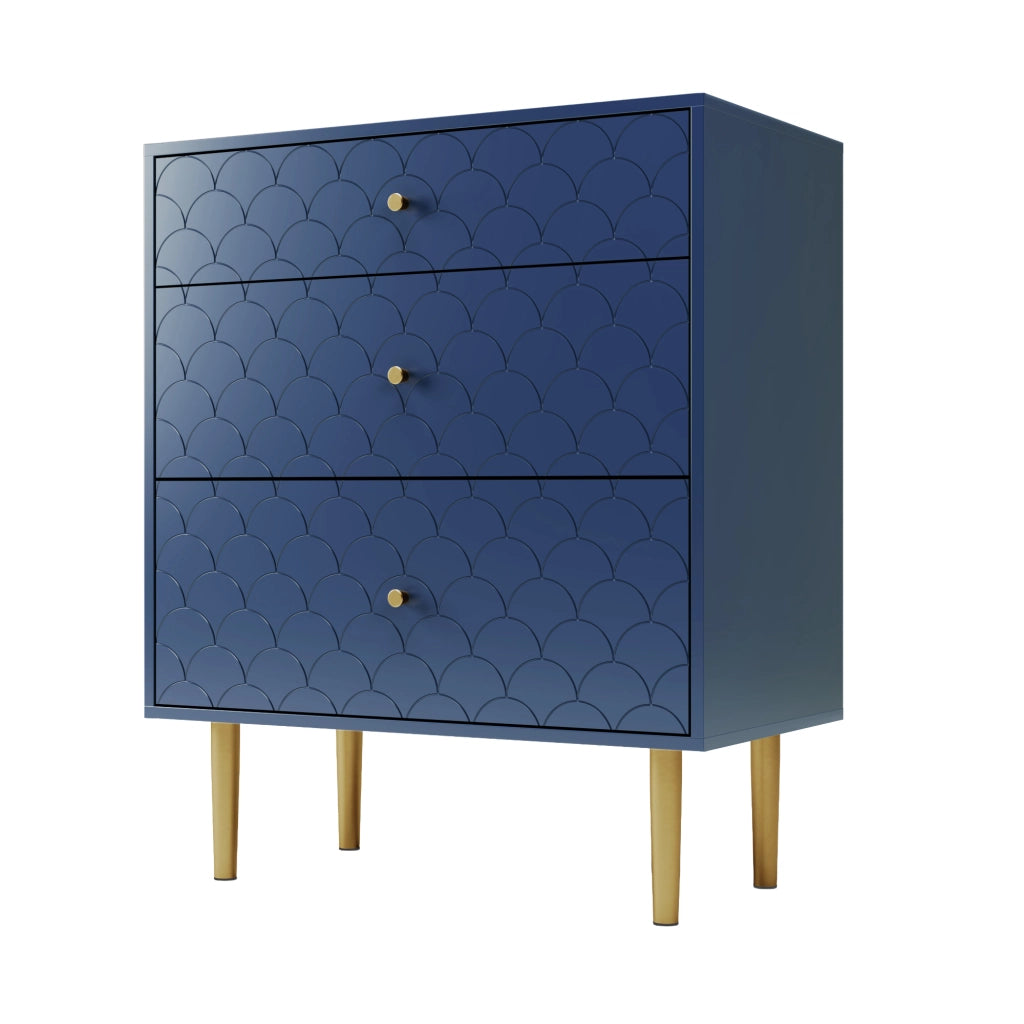 Chest of drawers con 3 cassetti Zephmum - 40x75x89 cm - Blu marino