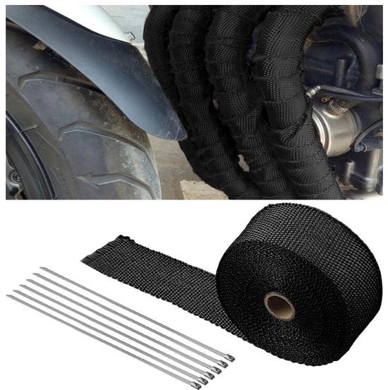Tappo di isolamento termico per tubo di scarico 5 cm x 5 m - motocicletta - 10 cavi in acciaio inox.