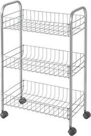 Carrello multifunzionale 3 livelli in acciaio inossidabile 41x23x63 cm con finitura argentata.