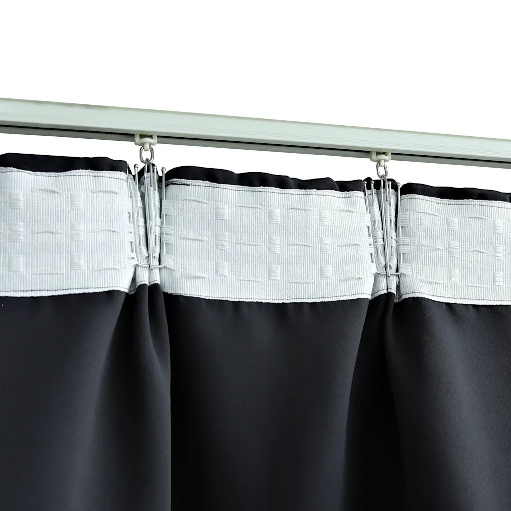 Tende Oscuranti con Ganci 2 pz Nere 140x175 cm cod mxl 77374