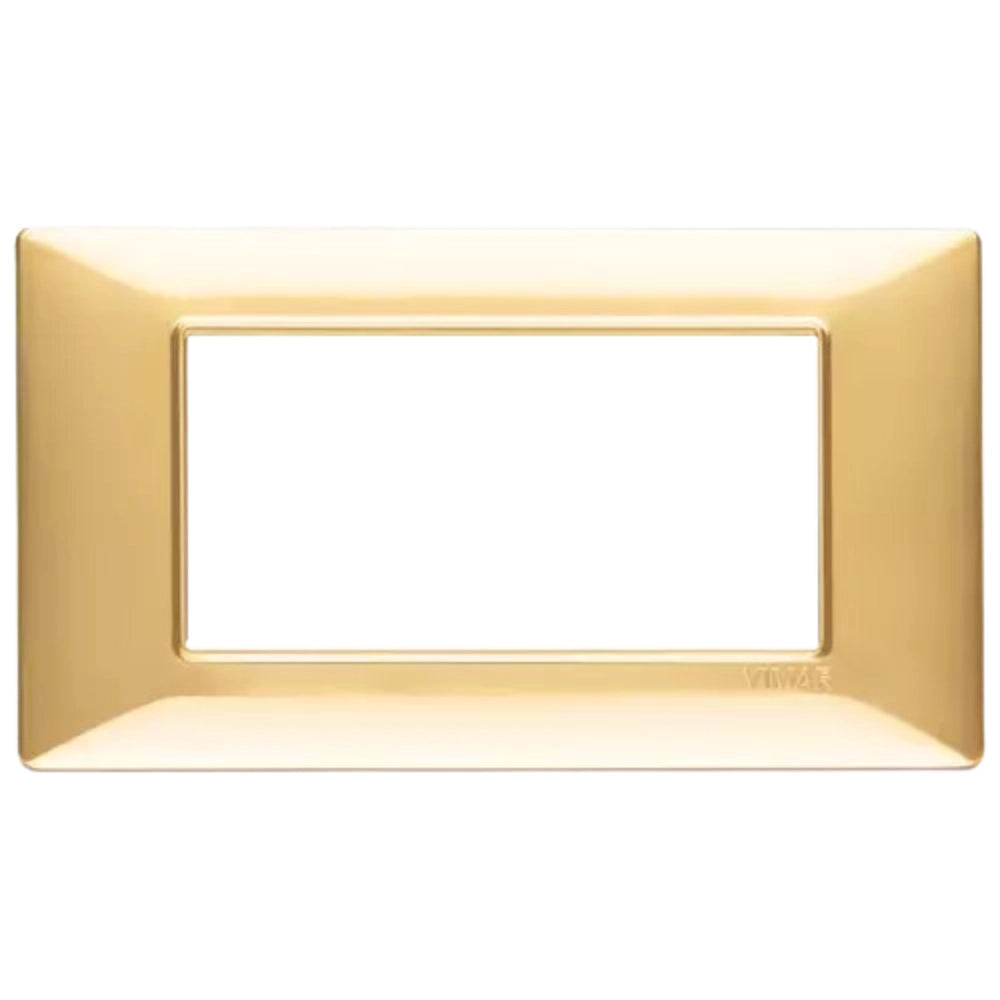 Placca classica 4 moduli serie plana vimar 14654 *** colore oro lucido, materiale plastica, confezione 1