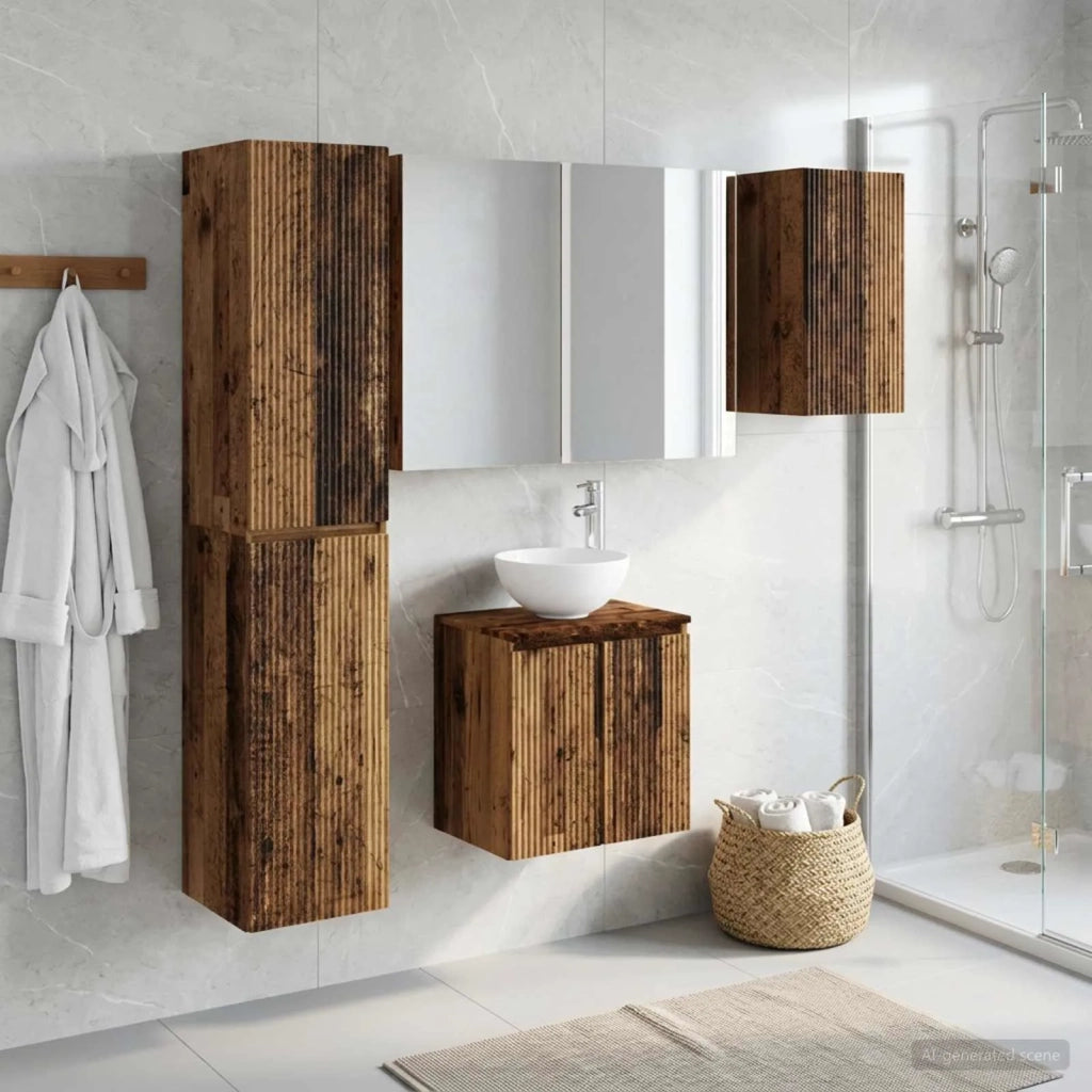 Set di Armadi da Bagno 5 pcs Legno antico 53 x 15,5 x 70 cm 3407309