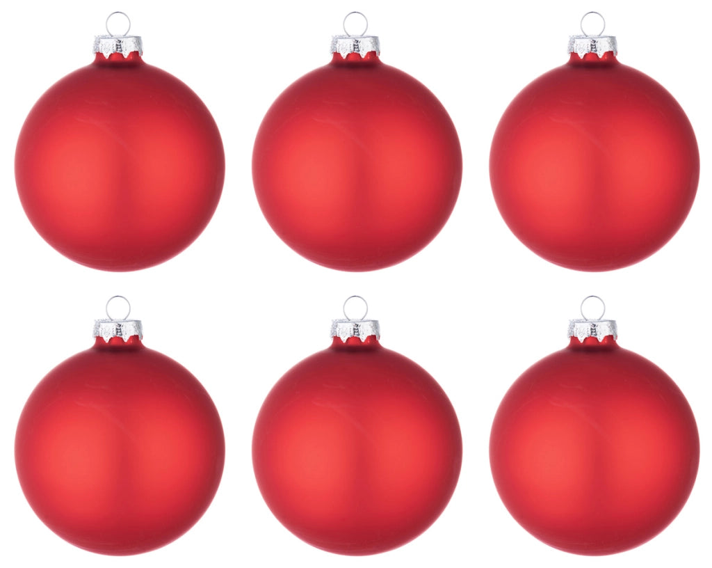 Palle di Natale in Vetro Rosso Melograno Opaco Palline Addobbi per Albero Diametro: 60 mm