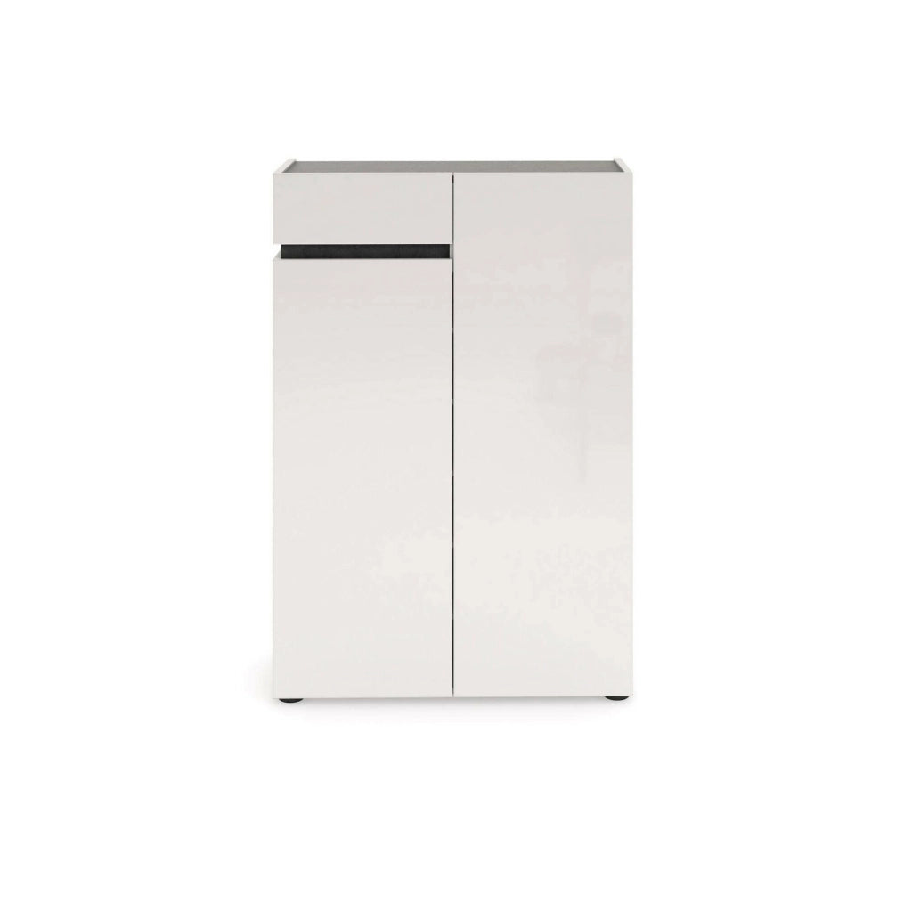 Mobile Portascarpe Badolato, Scarpiera 5 Ripiani Made in Italy, 80x34x115h cm Bianco Lucido