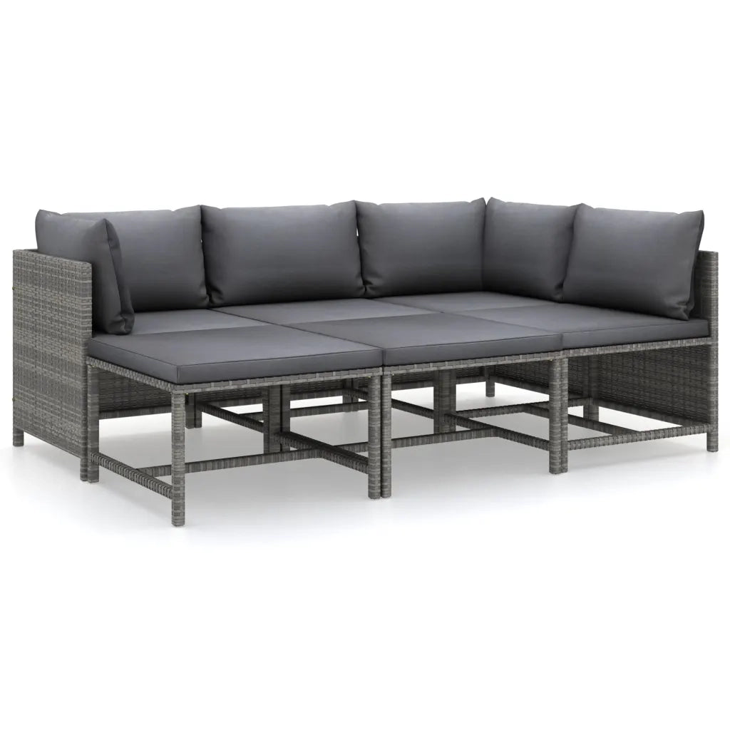 Set Divani da Giardino 6 pz con Cuscini in Polyrattan Grigio cod mxl 36947