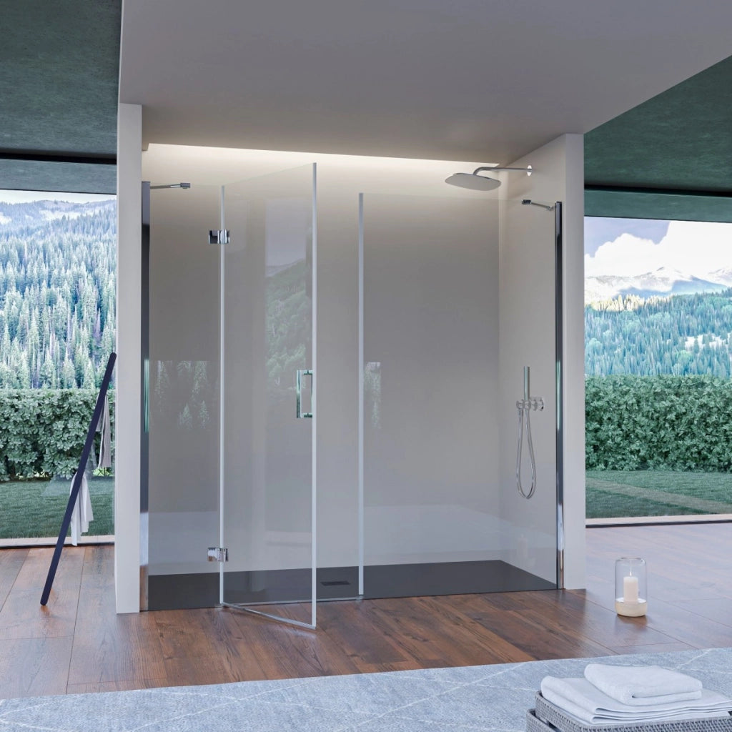 Porta doccia anta battente cristallo 8mm h195 cm regina, misura 155