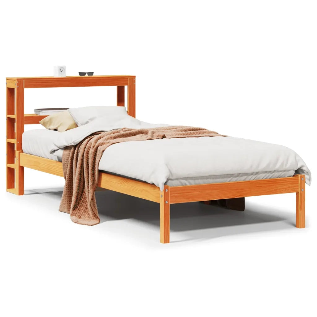 Giroletto con Testiera Marrone Cera 90x190 cm Massello Pino 3305733