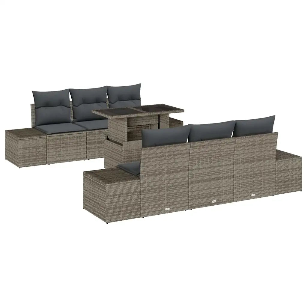 Set Divano da Giardino con cuscino 7 pcs Grigio