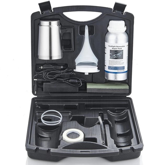 Kit di pulizia per fanali anteriori - Set di pulizia completo per fanali anteriori - Incl. Contenitore di conservazione - 800 ml