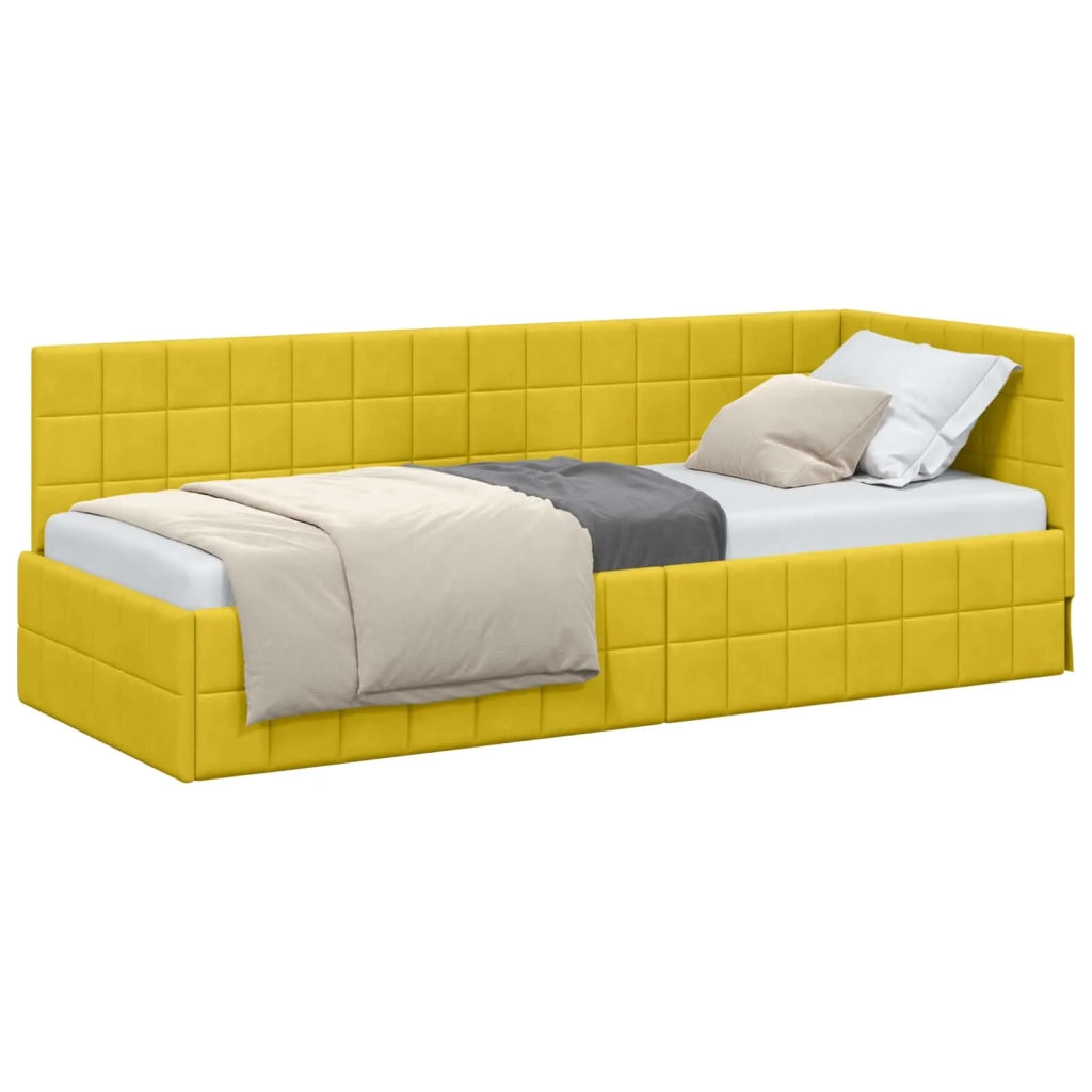 Cornice del letto ad angolo Giallo 80 cm x 200 cm Velluto 42016374