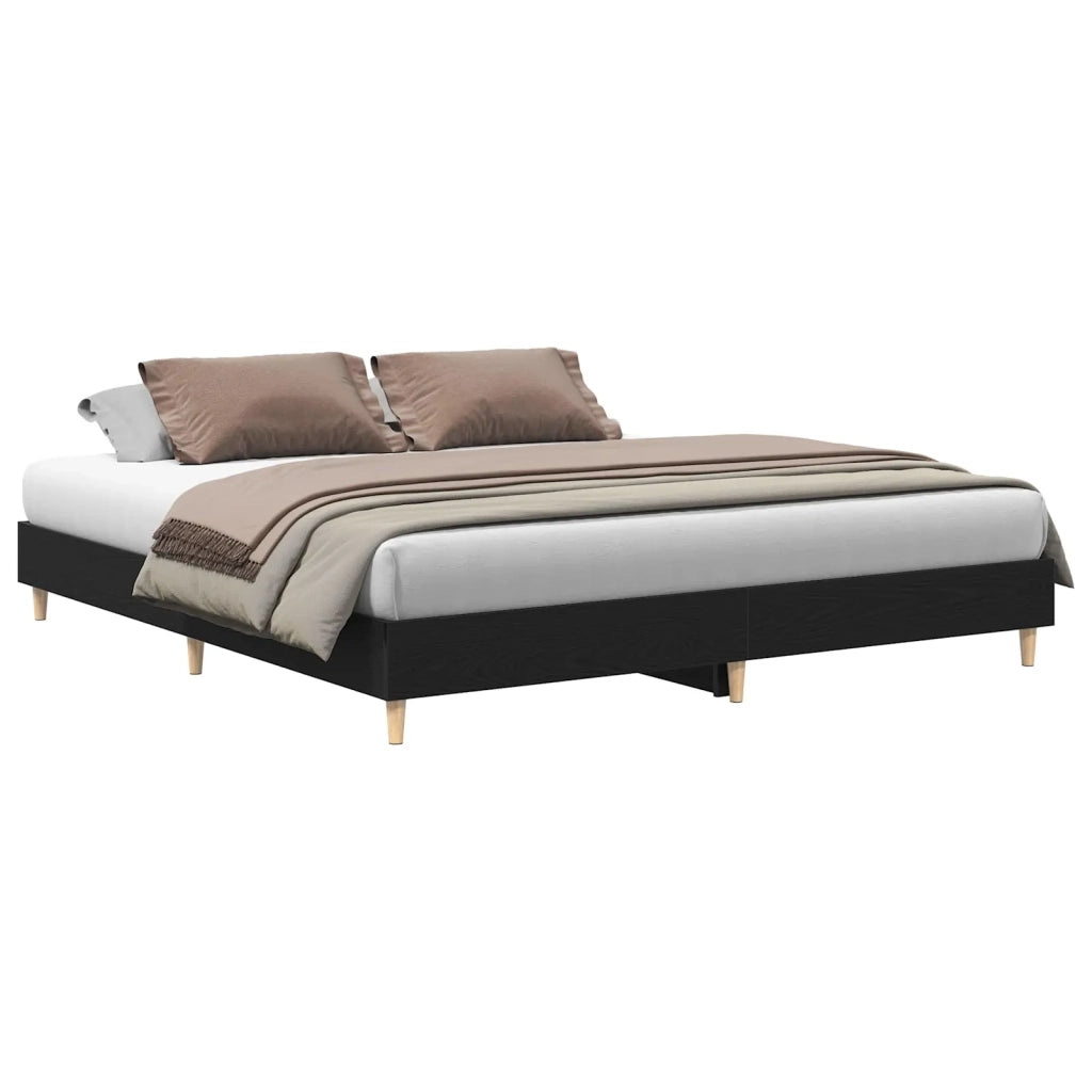 Struttura del letto-Giroletto Rovere Nero 203 x 183 x 25 cm