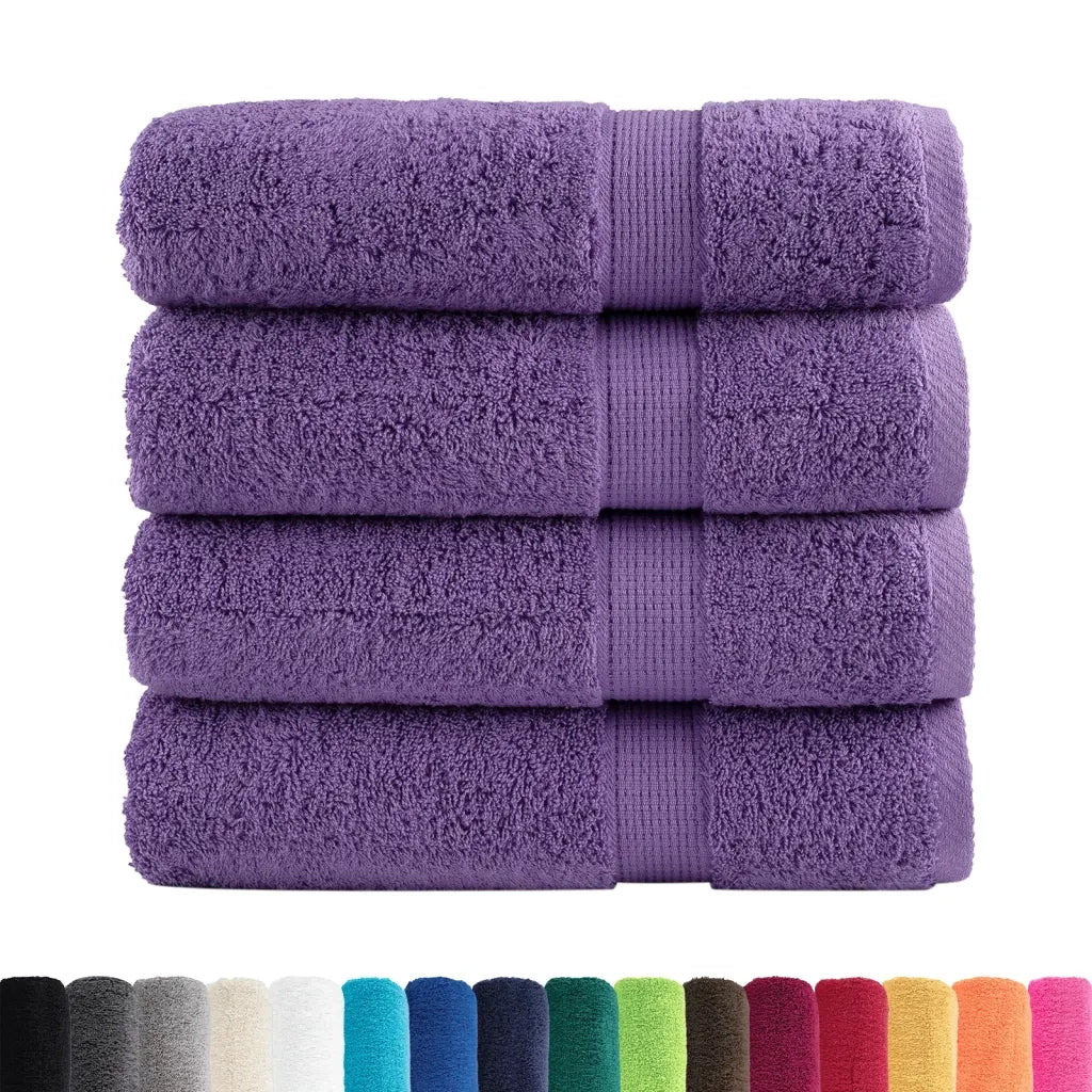 Asciugamani da Doccia SOLUND 4 pz | Teli per bagno Viola 70x140 cm 600 g/m2
