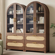 Vetrina Libreria Design Retr¨° con Cassetti e Ripiani Regolabili ¨C MINIMAL ¨C Noce, 175x80x40cm
