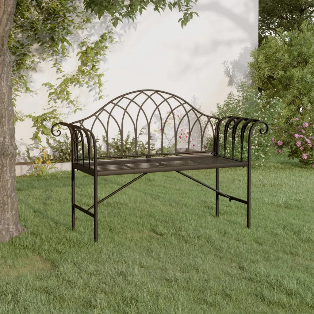 Panca da Giardino a 2 Posti 128 cm Nera in Acciaio 318828