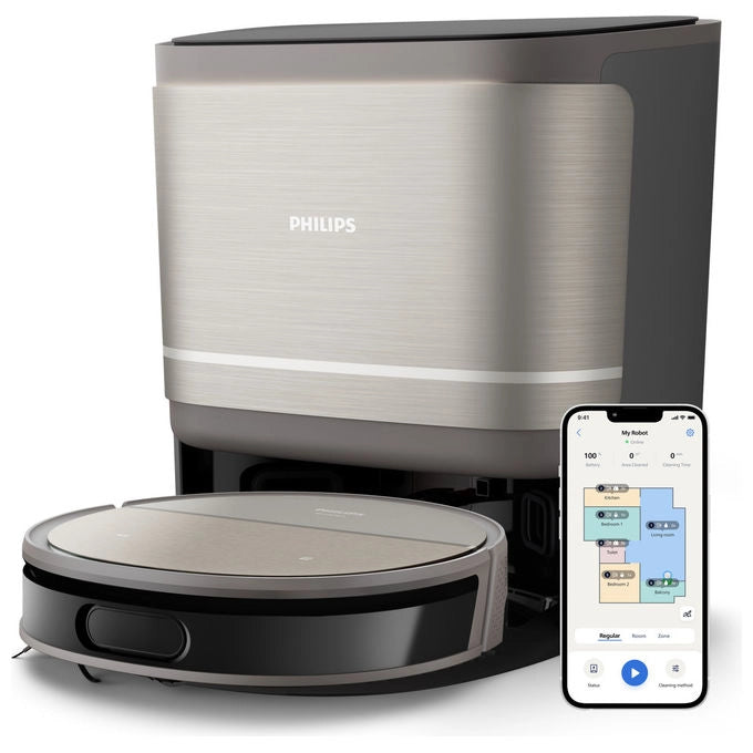 Philips XU9100-10 HomeRun Serie 9000 Robot aspirapolvere Laser D-ToF 360° 0.21 L autonomia 280 min Wi-Fi App Alexa colore Nero