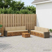 Set di divani da esterno 9 pz Naturale e Beige 3384189
