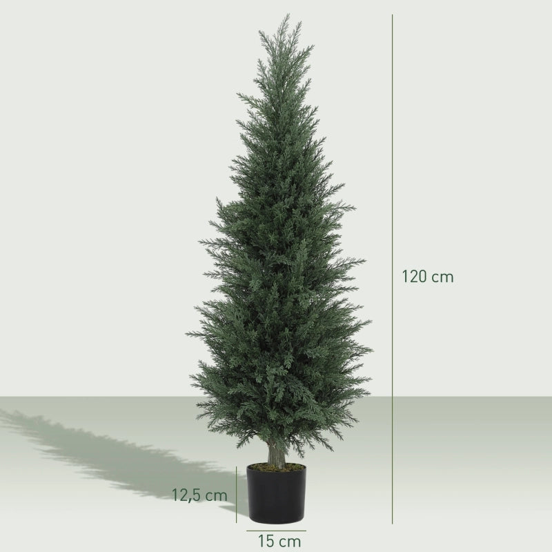 Grande cipresso artificiale, 120 cm, pianta artificiale, piante artificiali in vaso, resistente ai raggi UV, cipresso artificiale, sembra vero,