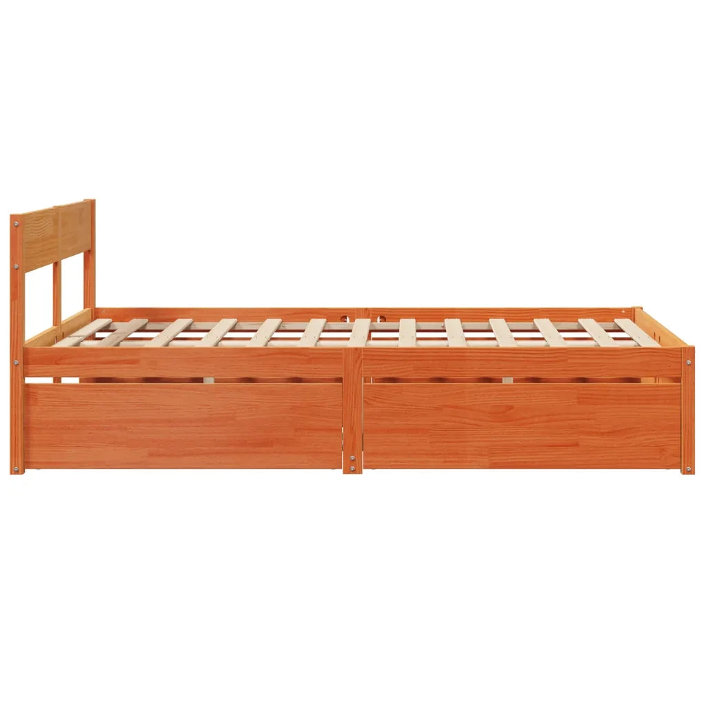 Letto senza Materasso Marrone Cera 120x190 cm in Legno di Pino