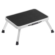 Sgabello/scala/sgabello a un livello in acciaio antiscivolo e pieghevole con maniglia portata 150 kg ideale per roulotte bianco 12_0006347
