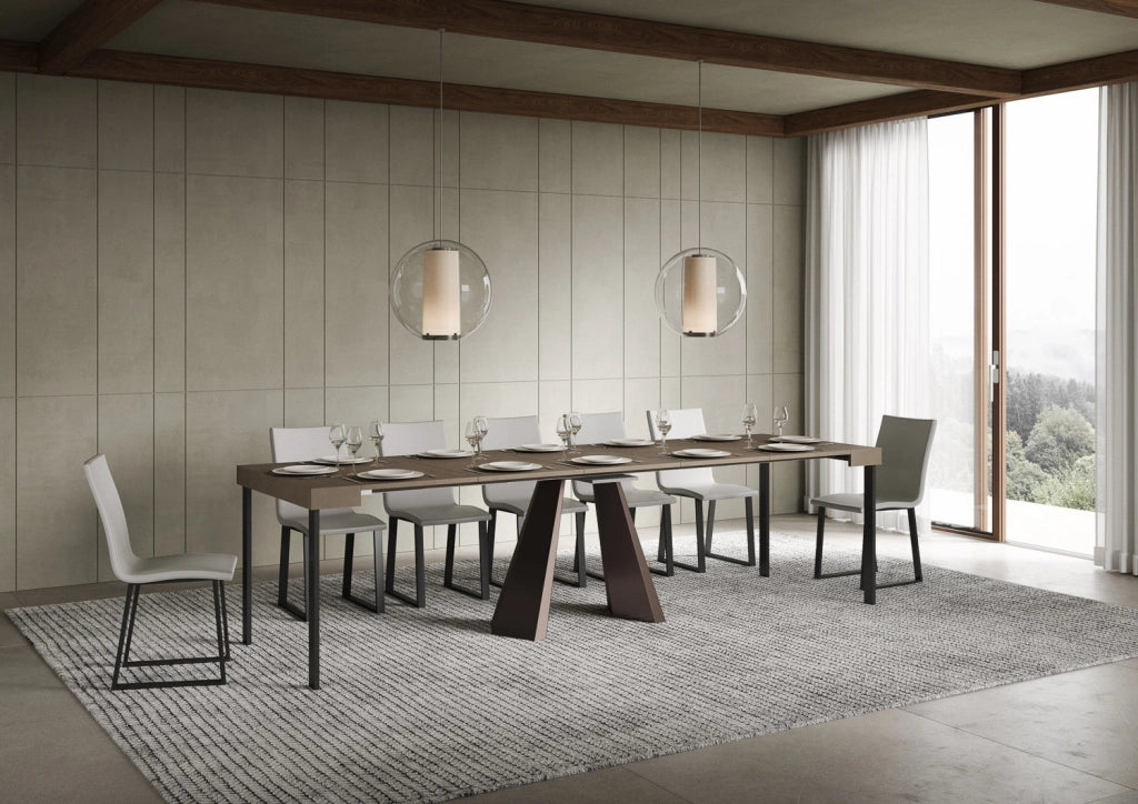 Consolle Allungabile 90-300x40x77 cm Diamante Tortora Telaio Orso