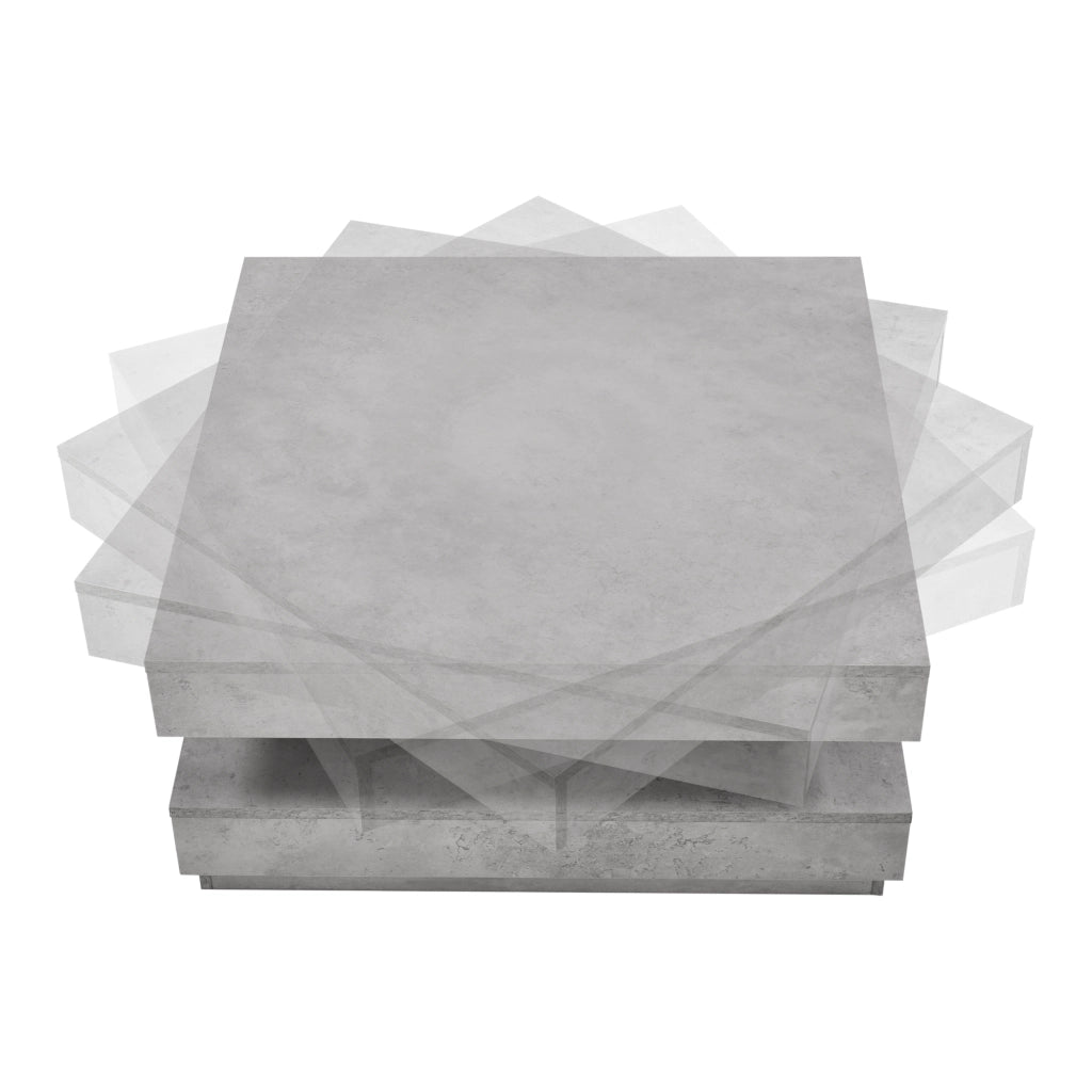 Tavolino da Caffè Florenz con Piano Girevole per Salotto Soggiorno 76 x 76 x 38 cm - Effetto Cemento [en.casa]