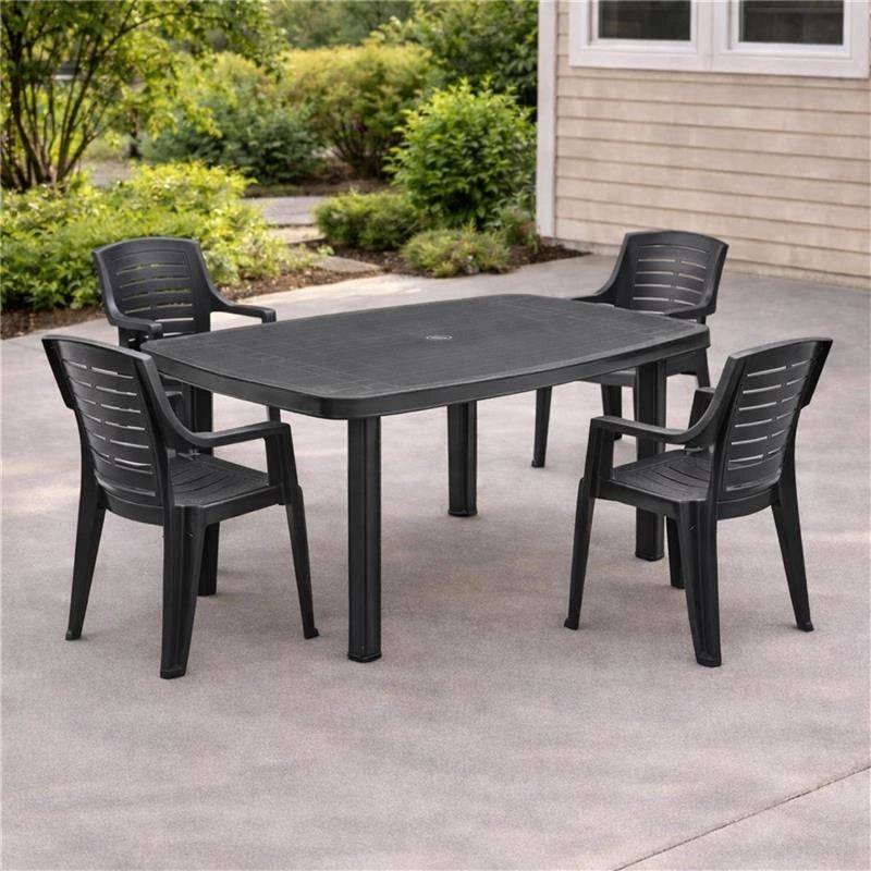 MAURY'S SET 4 SEDIE GINEVRA IN RESINA IMPILABILE ANTRACITE 91 X 60 X 55 CM
