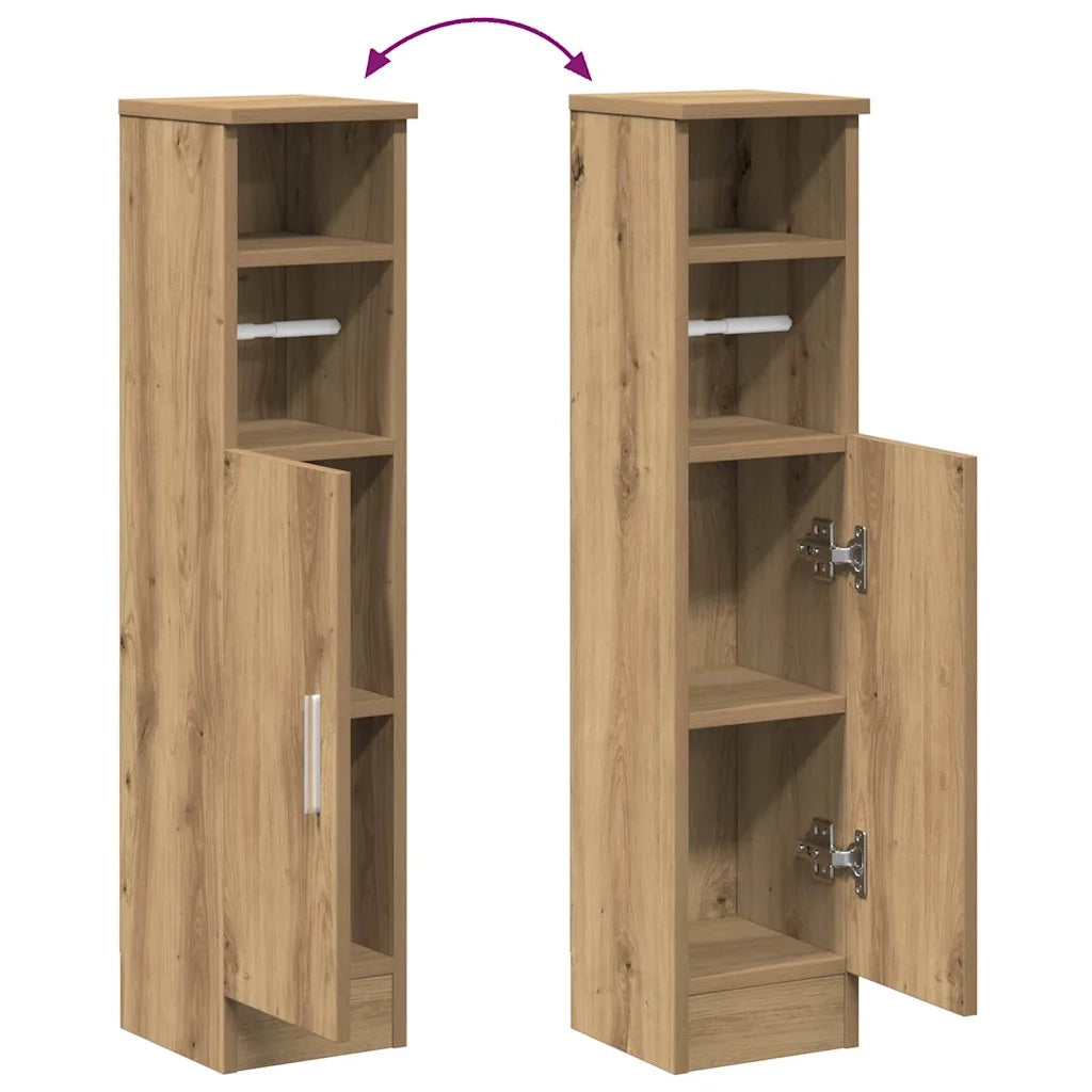 Mobile da Bagno | Armadio da bagno con Portarotolo Rovere Artigianale 20,5x22x90cm