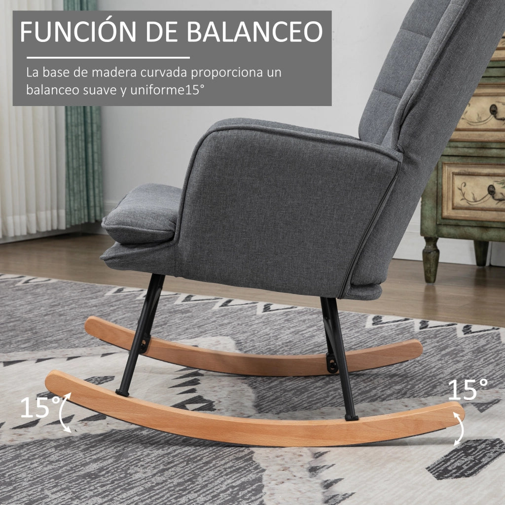 Poltrona a Dondolo con Poggiapiedi ¨C zephmum ¨C Grigio 64x89x90 cm
