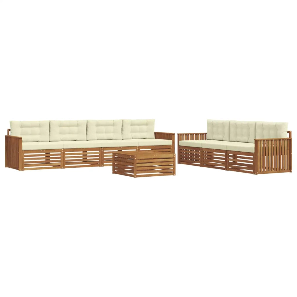 Set di divani da esterno con cuscino 8 pcs Naturale e Crema 3373135