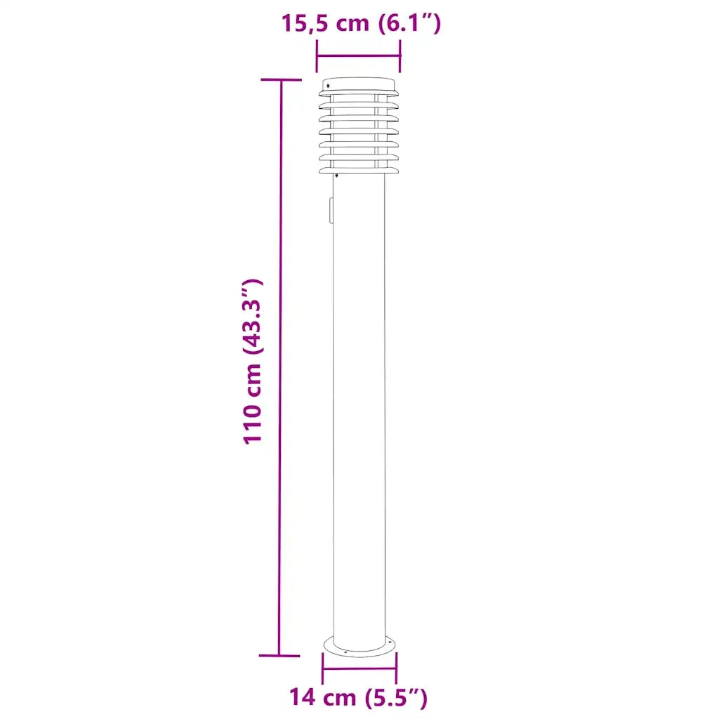 vidaXL Lampade Terra per Esterni con Presa 3pz Nere 110cm Acciaio Inox