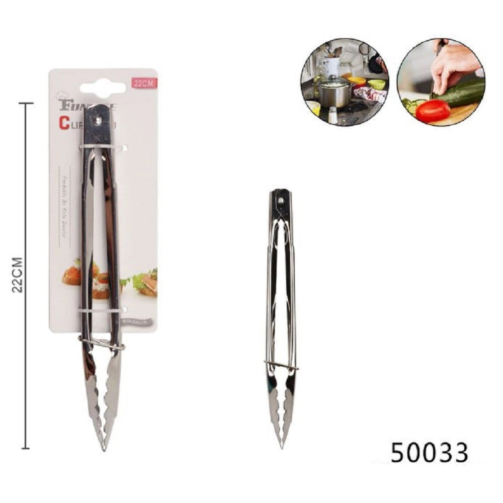 Trade Shop - Pinza Clip Per Servire 9" 22cm In Acciaio Cucina Per Carne Insalata Pesce 50033 -