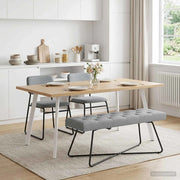 Panchina con bottoni imbottiti Grigio Chiaro 110 x 40 x 46 cm 42038371