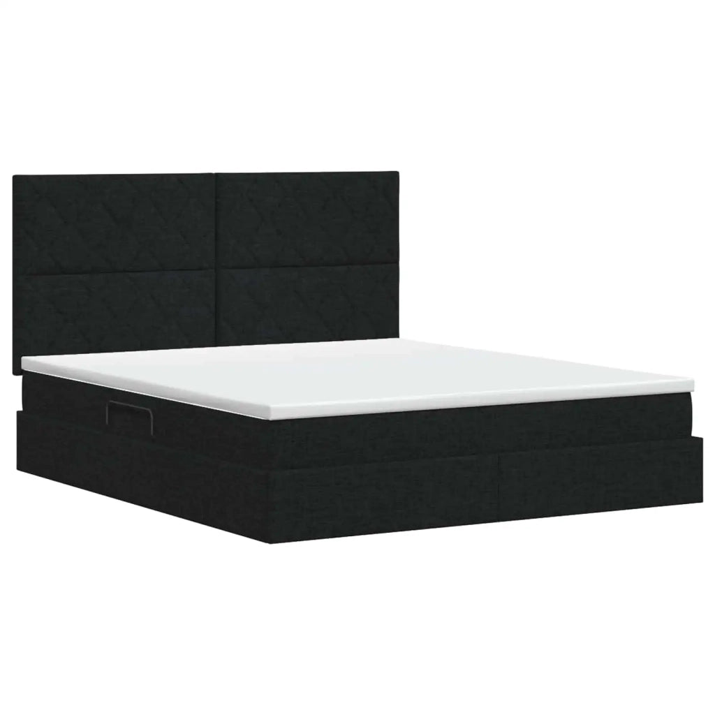 Letto con contenitore e materasso Nero 140 x 190 cm Tessuto 3459566