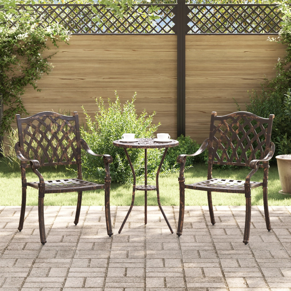 Set di 2 Poltrone da Giardino in Alluminio Fuso Bronzo