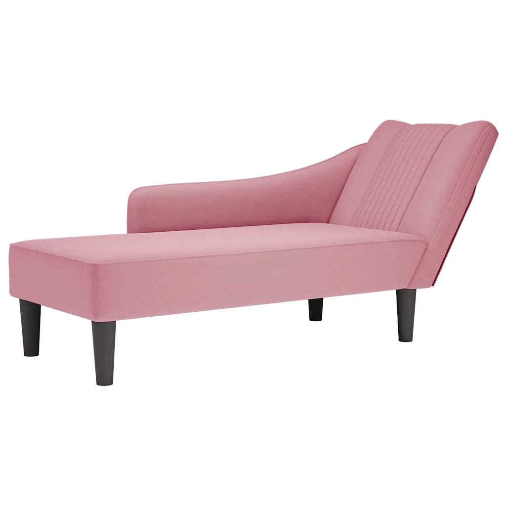 Sdraio con Bracciolo Destro in Velluto Rosa 4009795