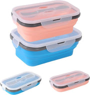 Bentobox opvougbile 900 ml con coperchio estensibile con chiusura ermetica, contenitore di cibo siliconico opvougbile per ufficio, campeggio e picnic