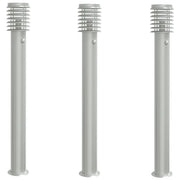Lampada da Terra per Esterni Sensore Argento 3 pz 110cm Acciaio CFW9848207