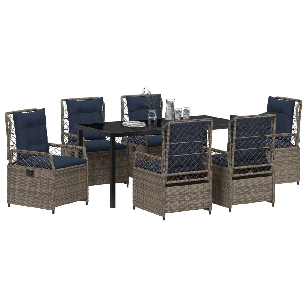 Set da Pranzo da Giardino 7 Pezzi Grigio Polyrattan