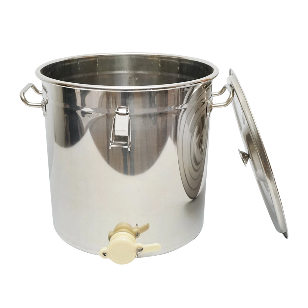 Maturatore in acciaio inox con coperchio per miele, capacità 40 kg